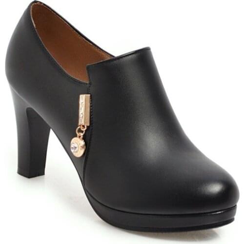 Big Size 9 10 11 12 boots women shoes ankle boots for women ladies boots Metal trim round head side zipper