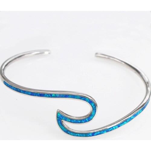 JZB0227 Womens Bracelets Fire Opal Wavy Bangles Womens Jewelry Gift