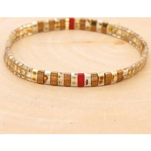 TIla Beads Woven Rainbow Stripes Beaded Small Bracelet Women Multi-layered Wear Bracelet Ladies Adjustable Trendy Bracelets