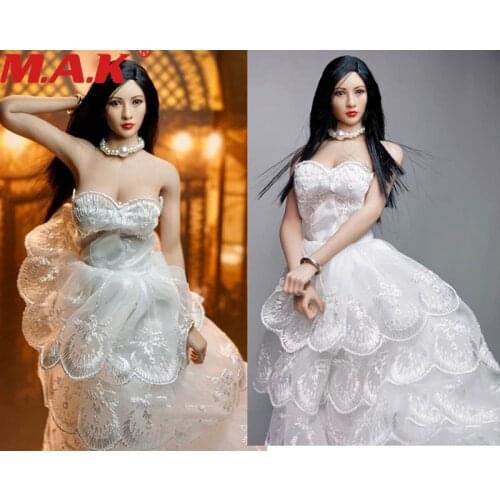 1:6scale female girl lady head sculpt demon huntress headplay long staight /brown curly hair for 12 inches Phicen HT body figure