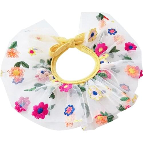 1PCS Pet Chinlon Collar Fashion Lovely Adorable Flower Pattern Pet Bib Pet Costume Collar Towel Neckerchief for Pet Costume
