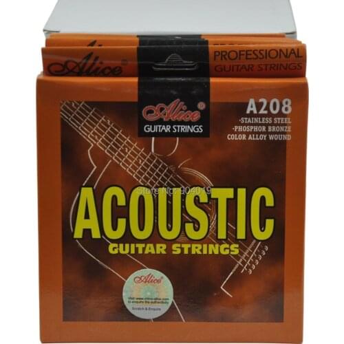 10Sets Alice Acoustic Guitar Strings Phosphor Bronze Color Alloy Winding 6 Strings Set A208L SL