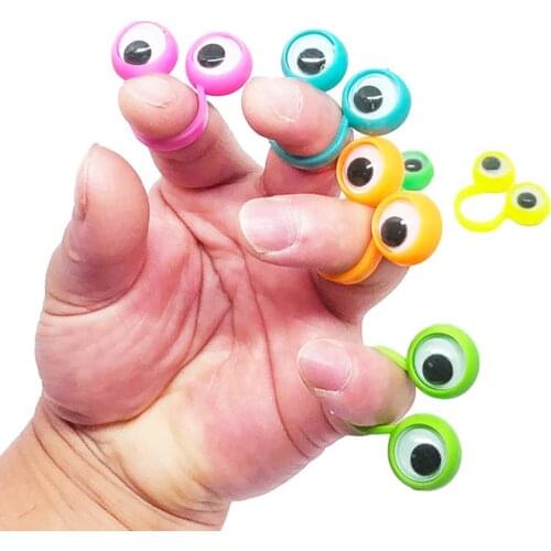 10Pcs Plastic Funny Big Eye Finger Rings Puppets Cartoon Eyeballs Children Kids Toy Favors for Kids Assorted Colors Gift Toys