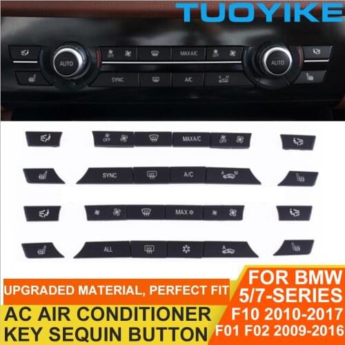 11/12/14 Keys Matt Black ABS AC Air Conditioner Climate Button Sequin Replace Trim For BMW 5/GT/7-Series F10 F18 F07 F06 F01 F02