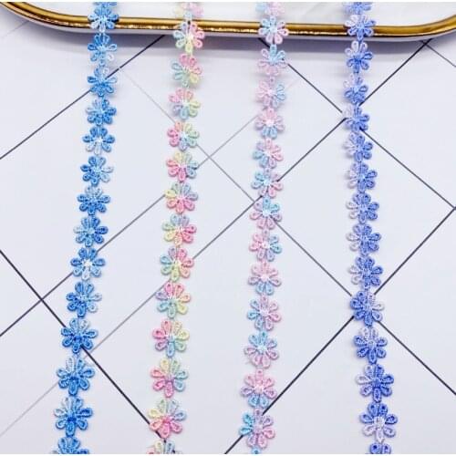 2 Yards/lot Width 1.3cm 5 Colors Embroidered Flower Lace Ribbons Fabric Trim DIY Garment Sewing Handmade Craft Materials