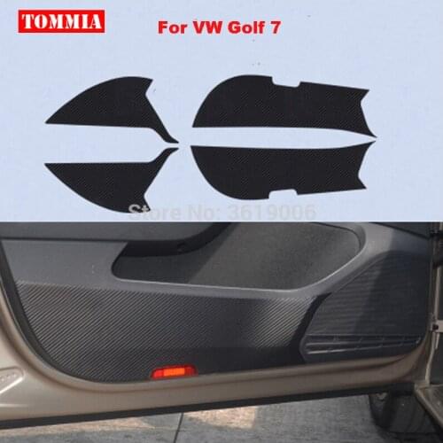 TOMMIA For VOLKSWAGEN VW Golf 7 Car Inside Door Cover Scratch Protection Anti Kick Pads Carbon Fiber Stickers 4pcs