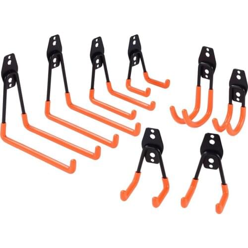 8pcs/kit Garage Iron Hooks Heavy Duty Wall Mounted w/screws U/J Sturdy Hanger Chair/Bike/Ladder Kitchen Garage Hangers