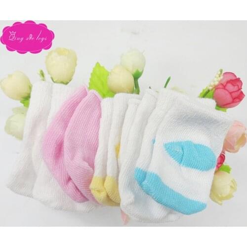 Dolls accessories Soft cotton white socks Baby toys fit 18 inch Girls doll and 43 cm baby doll (pack of 6 pairs for sale) w1