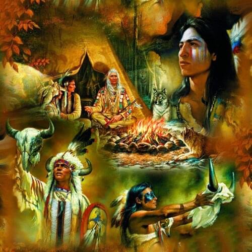 Diamond Embroidery DIY Diamond Painting Cross Stitch Kit "Indian wolf" 5D Needlework Diamond Home Decoration