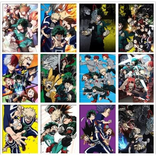5D DIY Diamond Painting Anime My Hero Academia Bakugou Midoriya Shoto Boku No Diamond Embroidery Mosaic Cross Stitch Home Decor