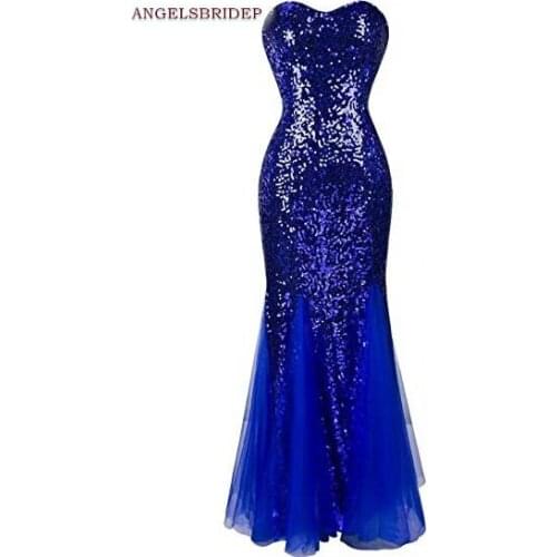 ANGELSBRIDEP Sweetheart Mermaid Evening Party Gowns Bling Bling Sequined Floor-Length Speicoal Occasion Celebrity Prom Dresses