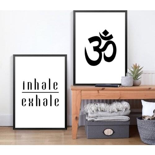 Aum Ohm Om Poster Yoga Quote Canvas Painting , Inhale exhale breathe Prints Yoga Meditation Typography Wall Art Decor