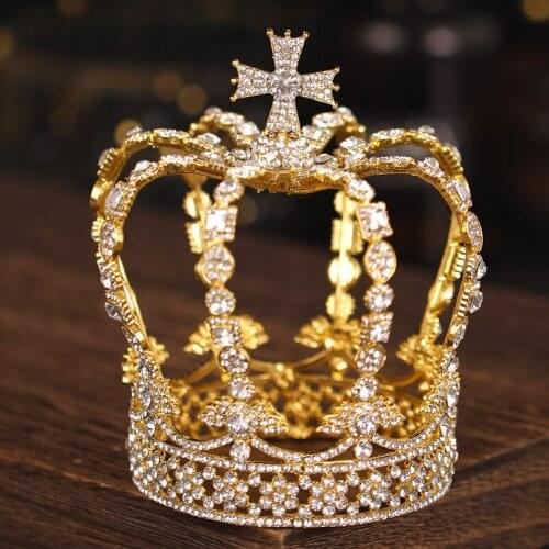 Bridal Full Round Crown Headwear Luzxury Alloy Inlaid Rhinestones Headband for Female Wedding Hair Accessories LB