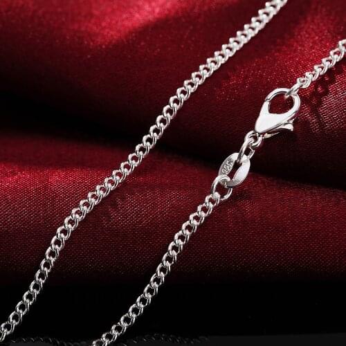 Hot sale 925 Sterling Silver Necklace 16/18/20/22/24/26/28/30 Inches 2MM String chain for Women Men high quality Jewelrys Gifts