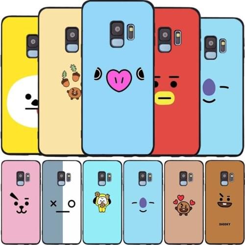 Cartoon emoticon black Soft phone Case For Samsung S20 S10 S9 S8 S7 edge Plus Lite Note 8 9 10 A6 A7 A8 A9 2018 Cover