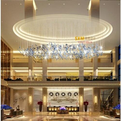 Chandelier Decoration Front Desk Sand Table Sales Office Crystal Art Glass Headlights Hotel Lobby Hall Engineering Decorative