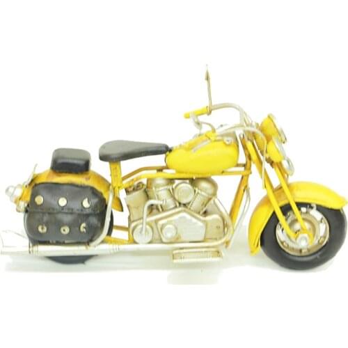 Decorative Metal Motorcycle Yellow - Drink, Miniature, Gift, Nostalgic, Vintage, Handmade, Hand Painted, quality Durable