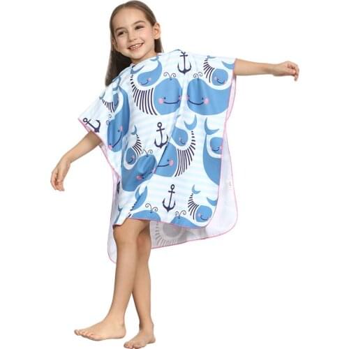 ED-Lumos Blue Whale Hooded Kids Bath Towel Beach Towel Wrap Folding for Boys Girls Toddlers Under Age 7