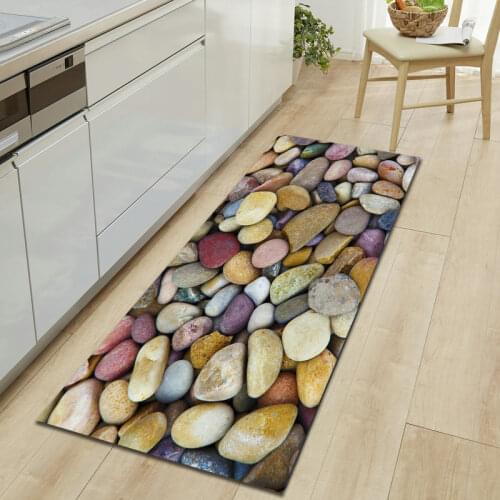 3D Stone Print Long Floor Mats Microfiber Door Rug Kitchen Carpet Antislip Washable Rugs For Kitchen Absorbent New Year Doormat