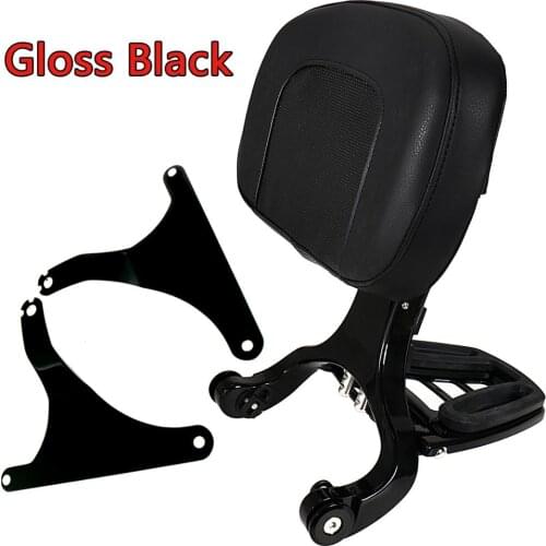 Gloss Black Fixed Mount&Multi Purpose Adjustable Driver Passenger Backrest Fit For Harley Fatboy FLSTF 2007-2015 2016 2017