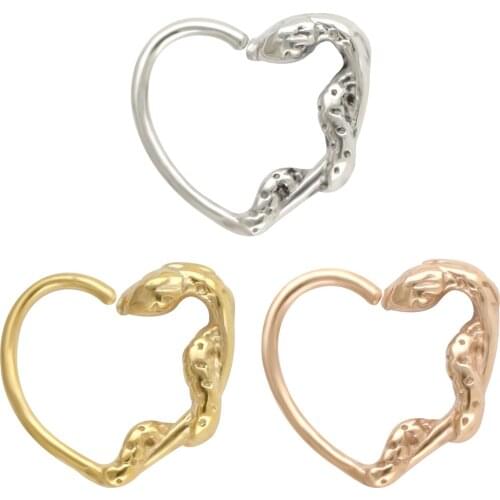 JHJT 1/3PCS 20G Nose Ring Septum Piercing 316L Stainless Steel Heart Nose Hoops for Body Jewelry Nose Piercing