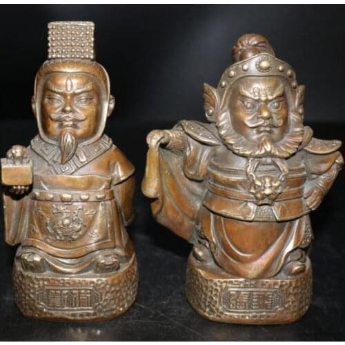 China brass Three Kingdoms Liu bei and Zhang fei crafts statue
