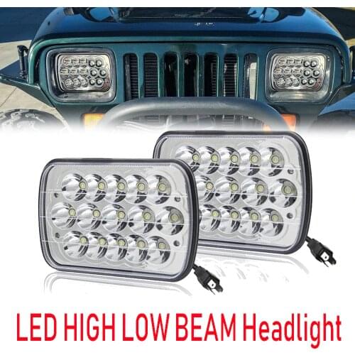Pair 5x7 Projector 7x6 LED Headlight Bulb Set Sealed Beam OffRoad Headlamp Light for Jeep Cherokee XJ Nissan Motorcycle