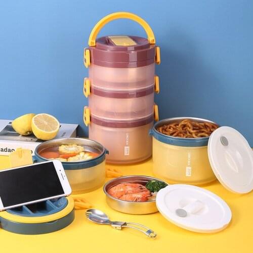 Stainless Steel Thermal Insulation Lunch Box Office Worker Student Multi-Layer Lunch Box Portable Thermal Insulation Tableware