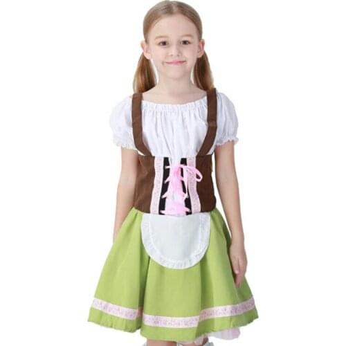 Boy Girl German Oktoberfest Beer Costume Dirndl Heidi Kids Cosplay Fancy Dress Halloween Fantasia Party Clothes Boy Girl Waitres