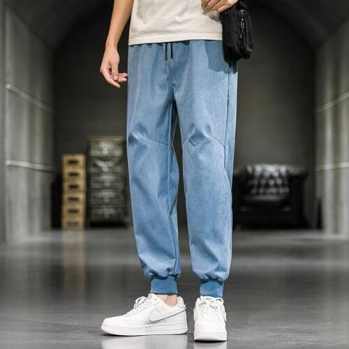 Mens Casual Pants Men 2021 Spring New Blue Sweatpants Joggers Trousers Street Wear Sports Pants Straight Trousers For Men