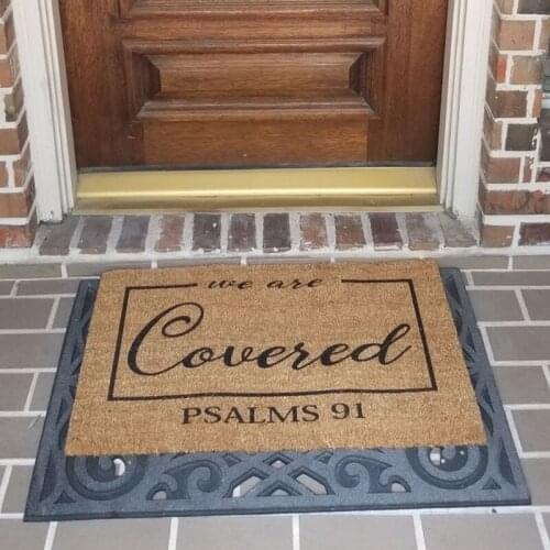 We are Covered Psalm 91 Religious Doormat Front Door Pad House Opening Present Welcome Carpet Housewarming Gift TS2