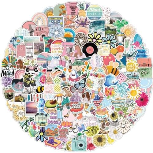 200PCS New Small Fresh Graffiti Stickers Waterproof Trolley Luggage Cup Aesthetic Graffiti VSCO Decorative Sticker Decals