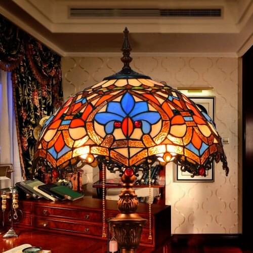 16 Inch Baroque Tiffany floor lamp Stained Glass Lamp for Bedroom E27 110-240V