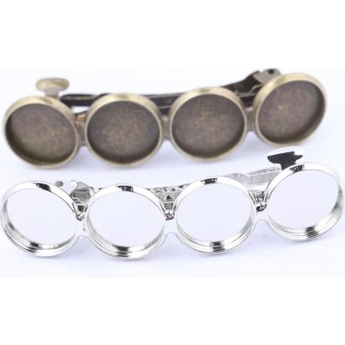 Onwear 10pcs 10mm 12mm Cabochon Hair Clip Base Setting Trays Antique Bronze Cameo Hairclip Pin Bezel Blanks