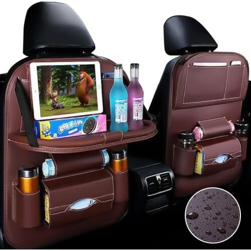 Car Back Seat Organizer Storage Bag Interior Storage Car Back Seat Bag Goods With Foldable Table Net In Trunk Car Accessories