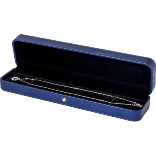 New Recommended Pu Leather Square Vintage Blue Jewelry Box For Ring Necklace Bracelet Earring Storage Display Built-in Card Slot