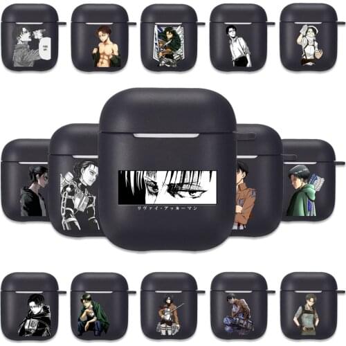 Attack on Titan Levi Captain Black Silicone Case for Apple Airpods 1 2 Cases Shingeki No Kyojin Soft Airpods Earphone Cover