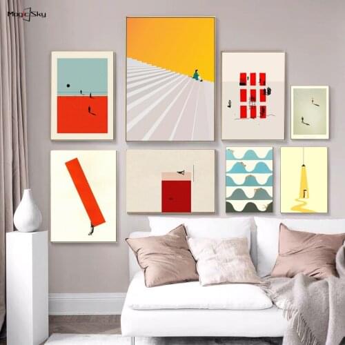 Nordic Humorous Figure Colorful Canvas Painting Aesthetic Posters on The Wall Art Pictures Living Room Modern Home Decoration
