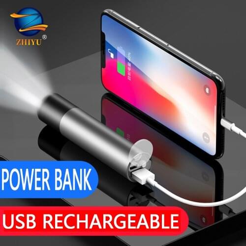 LED Mini Glare Flashlight Multifunction USB Charging Outdoor Lighting Small Torch Lightings, Night Riding, Emergency Power Bank