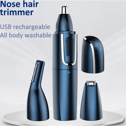 3 in 1 Ear Nose Hair Trimmer Clipper Professional USB Rechargable Painless Eyebrow and Facial Hair Trimmer Washable Hair Removal