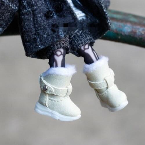 OB11 Doll Shoes and Blythes doll are suitable for 1/12 fashionable new sports winter boots in black white and brown colors