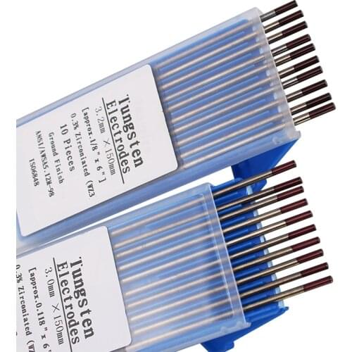 WZ3 Tungsten Electrode Tig Rod 1.0/1.6/2.0/2.4/3.0/3.2/4.0MMx150mm(6")Brown Head 0.3% Zirconiated Tungsten Electrode Welding Rod