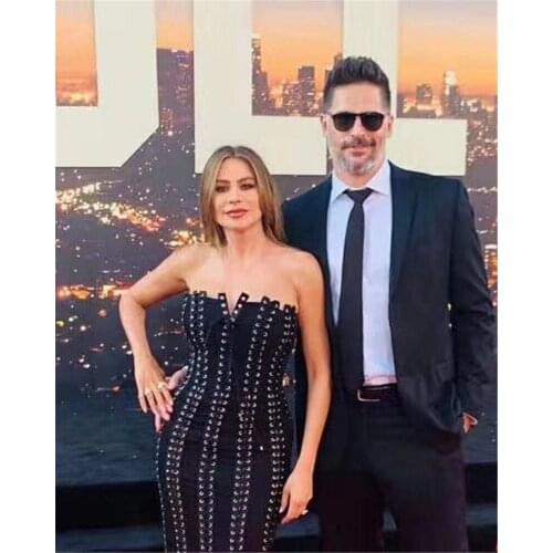 Top Quality Black Strapless Lace Up Bodycon Bandage Dress Women Luxury Celebrity Cocktail Party Dress