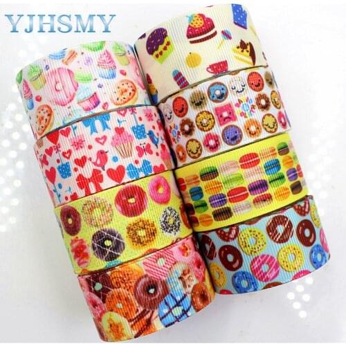 YJHSMY F-17616-748,25 mm 10 yards cake Printed grosgrain ribbons,DIY handmade Hair accessories Material wedding gift wrap