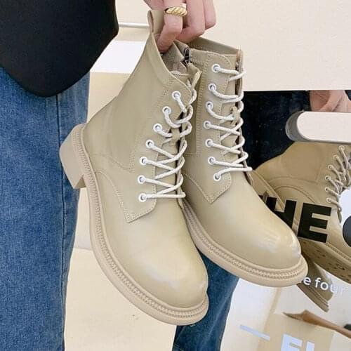 Autumn Winter Women Martin Boots New 2021 Female Round Toe Low Heels Shoes Fashion Ladies Spring Ankle Short Zipper Boots