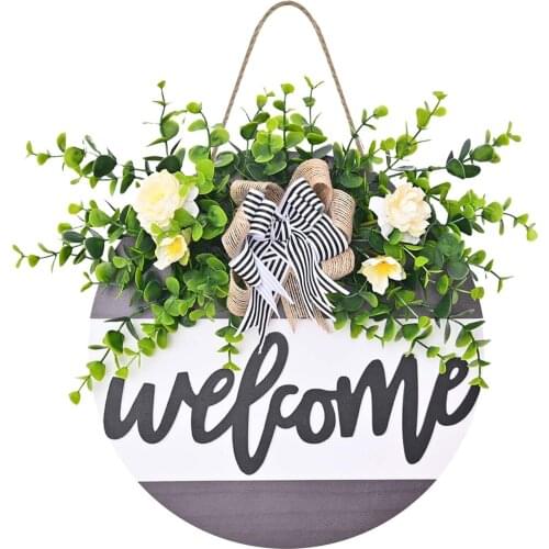 Welcome Sign Wood Flower Spring Door Sign Wedding Door Sign Welcome Wall Sign Front Door Wreath Plaques Home Decorations L3