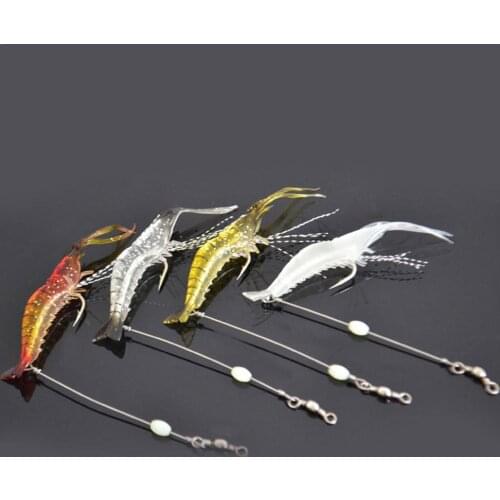 1pcs 5pcs/lot Shrimp Soft Lure 9cm/6g Fishing Artificial Bait With Glow Hook Swivels Anzois Para Pesca Sabiki Rigs Fishing Lure