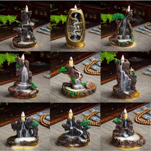 10 Kinds Creative Reflux Incense Holder Ceramic Backflow Waterfall Smoke Incense Burner Home Decor Teahouse Use Stick Censer