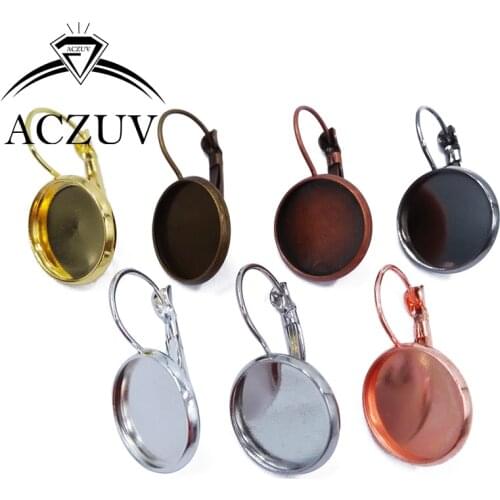 200pcs 8mm 10mm 12mm 14mm 16mm 18mm 20mm 25mm French Lever back Leverback Bezel Earring Blank Hooks Cabochon Cameo Base Settings