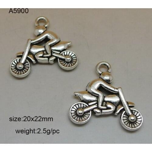 25pcs Antique Silver Plated Motorbike Charms Pendant Bracelet Necklace Jewelry Making DIY Handmade 20x22mm